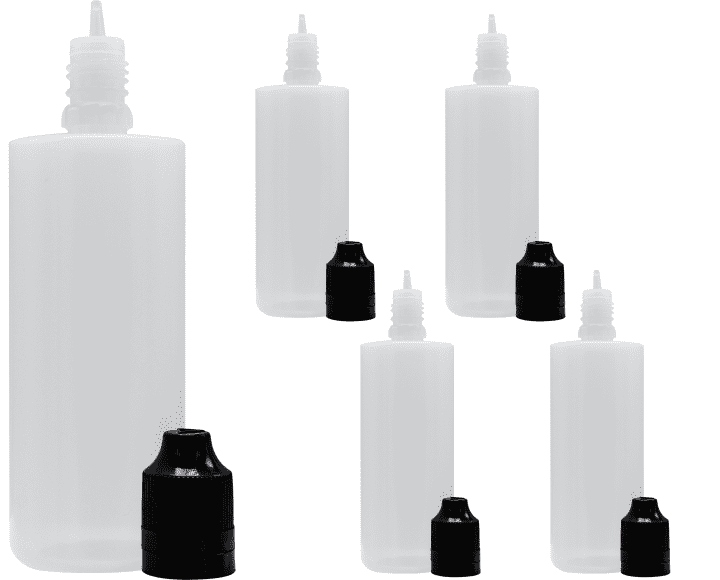Liquidflasche 100ml PE Flat Top 5er Set